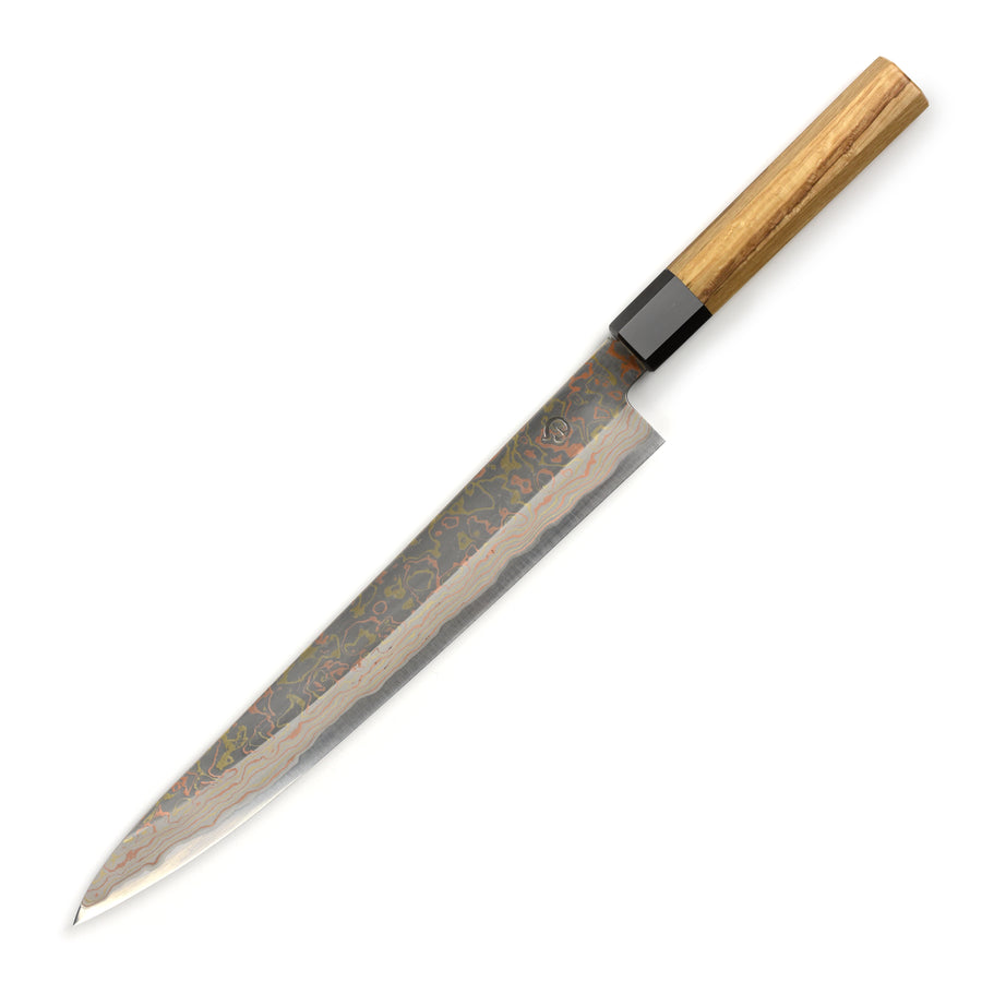 Hinoura Aogami #2 Colored Damascus 10.6" Sujihiki
