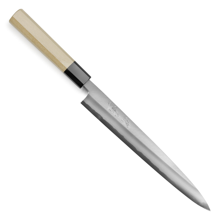 Ittetsu x Tanaka Shirogami #2 9.4" Hon-Kasumi Single Bevel Yanagiba with Saya