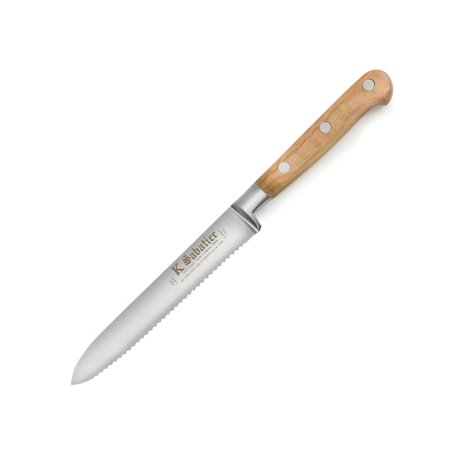 K Sabatier Olive Wood 5" Serrated Tomato Knife