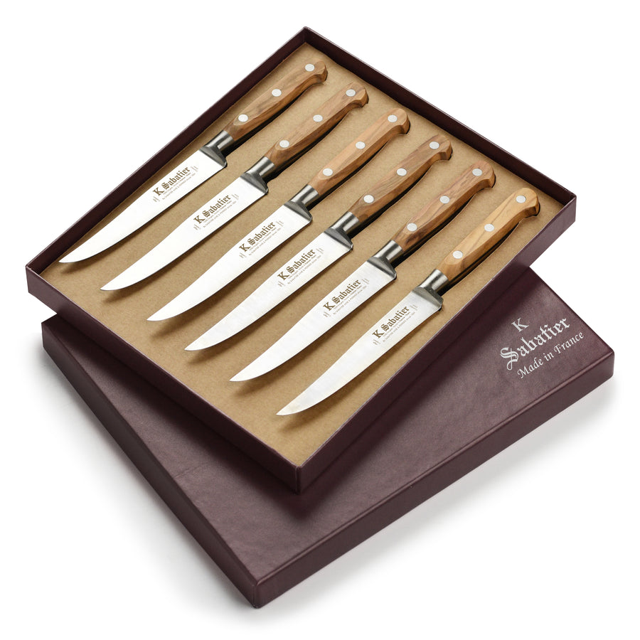 K Sabatier Olive Wood 6 Piece Steak Knife Set