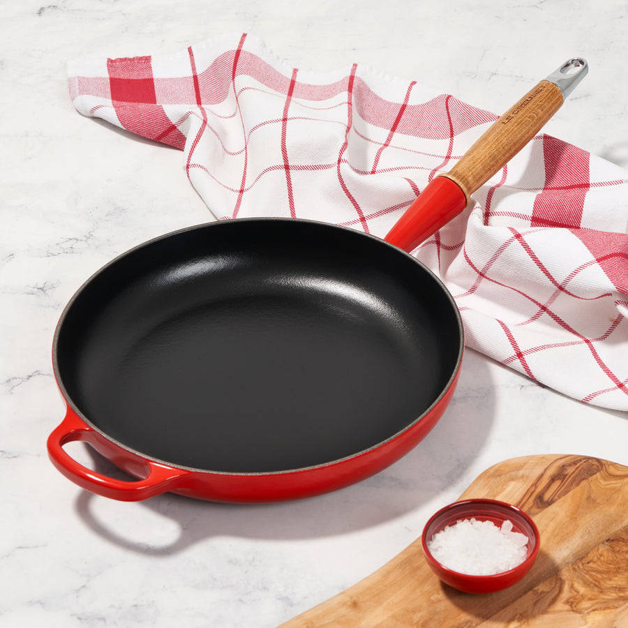 Le Creuset Alpine Cast Iron 10.25" Cerise Fry Pan with Wood Handle