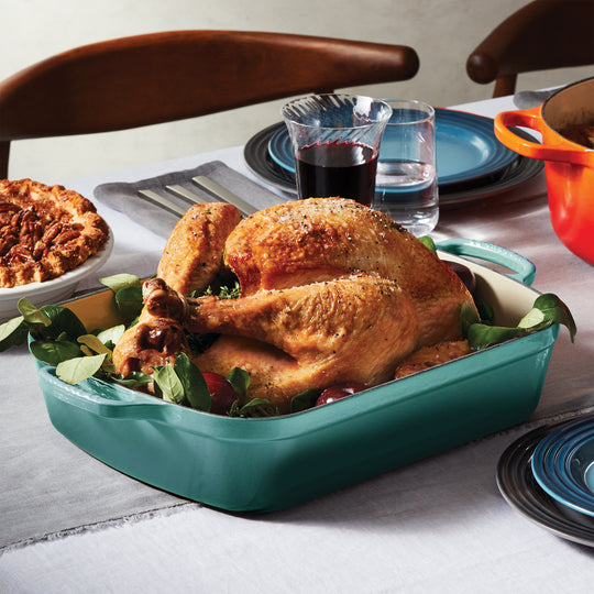 Le Creuset Signature Cast Iron Bleu Riviera Roasting Pan, 12.75x9.75"