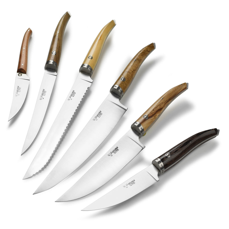 Laguiole en Aubrac 6 Piece Knife Set with Mixed Wood Handles