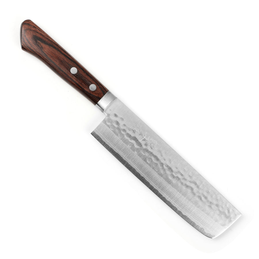 Masutani VG10 Hammered Damascus 6.7" Nakiri, Brown Handle