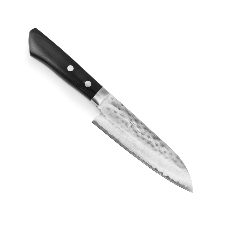 Masutani VG1 Hammered 5" Santoku, Black Handle