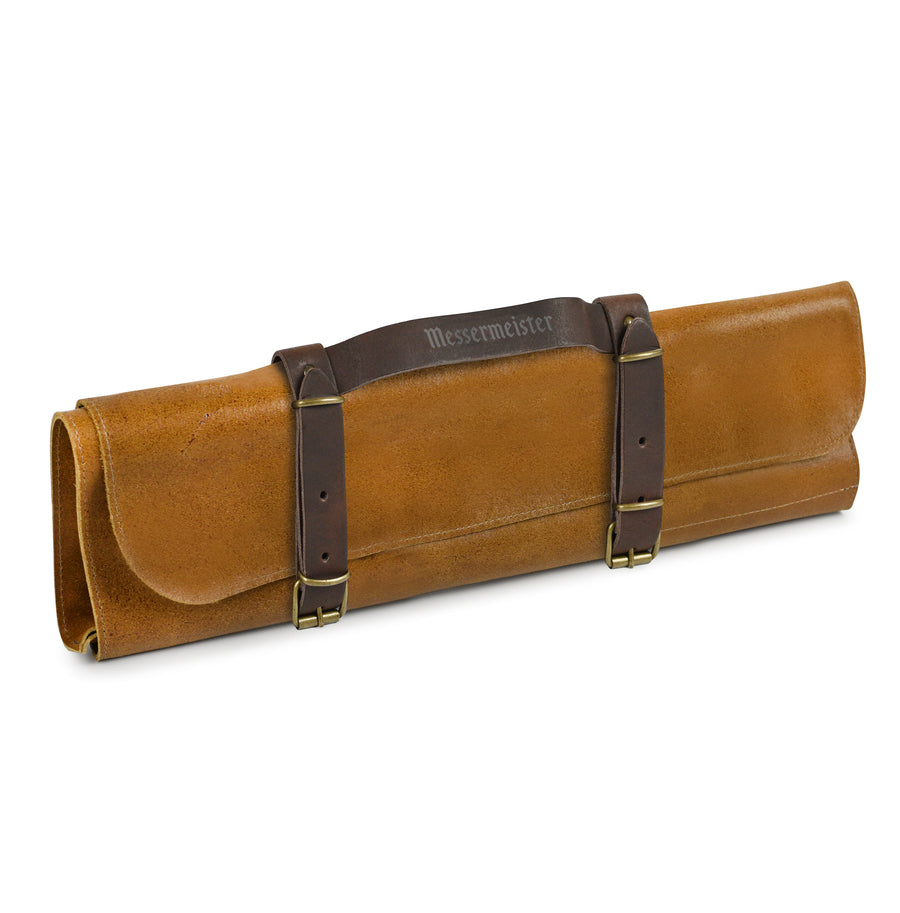 Messermeister 7 Pocket Amber Vintage Leather Knife Roll