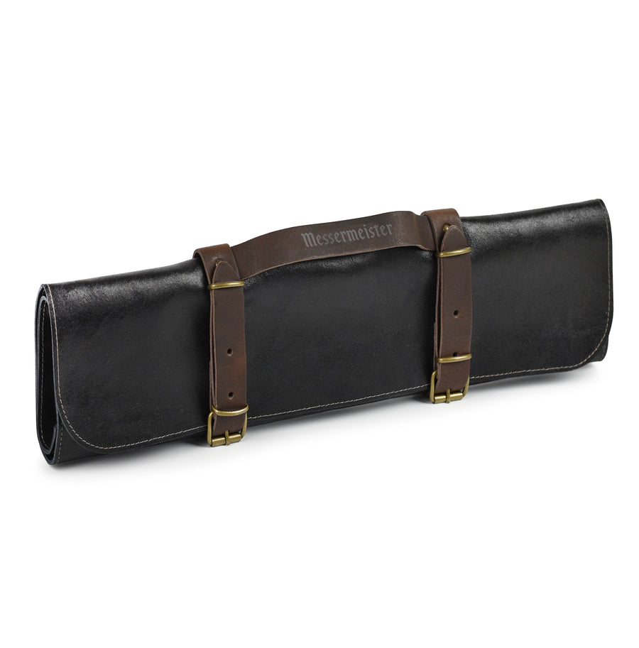 Messermeister 7 Pocket Black Vintage Leather Knife Roll