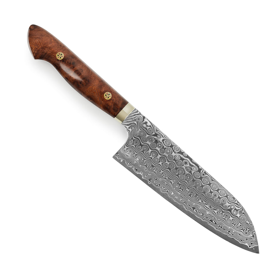 Nigara Anmon SG2 Damascus 7" Santoku, Quince Wood