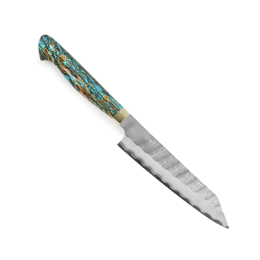 Nigara SG2 Migaki Tsuchime 5.9" Kiritsuke Petty, Marbled Turquoise