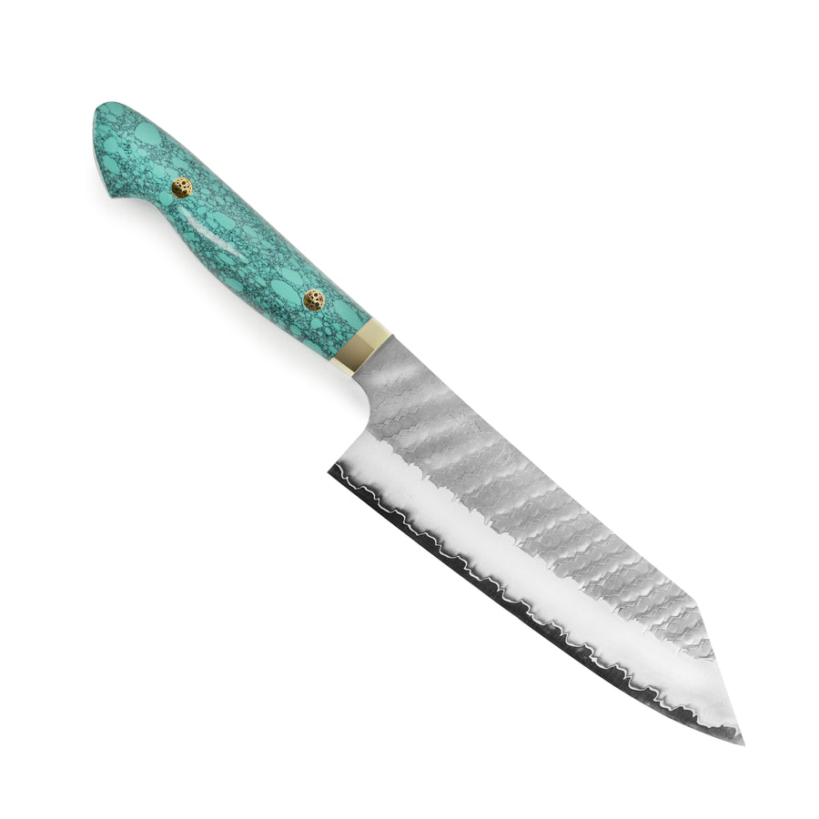 Nigara SG2 Migaki Tsuchime 7" Bunka, Green Turquoise