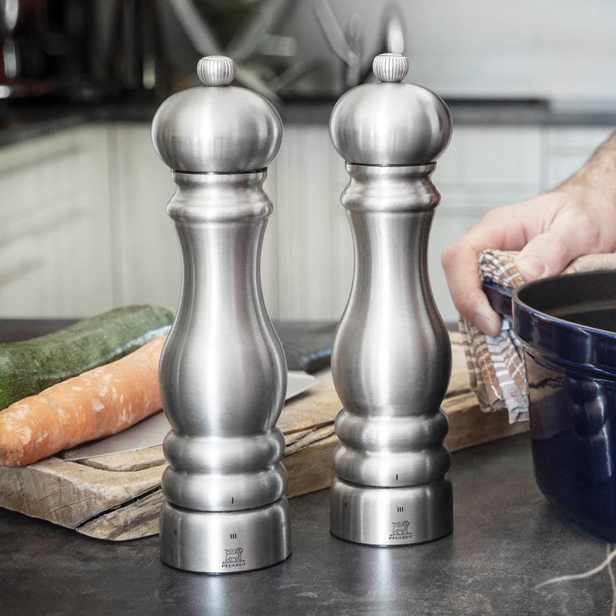 Set of Two Stainless Steel Salt and Pepper Grinders