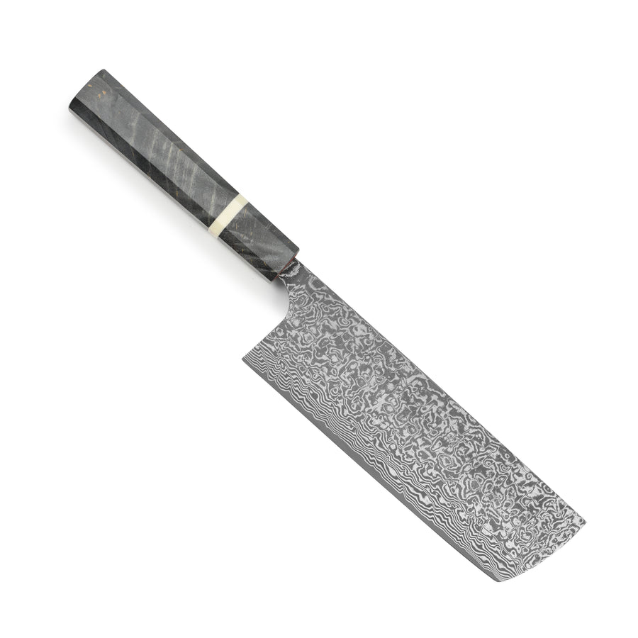 Saji SG2 Black Damascus 6.7" Nakiri, Stabilized Birch