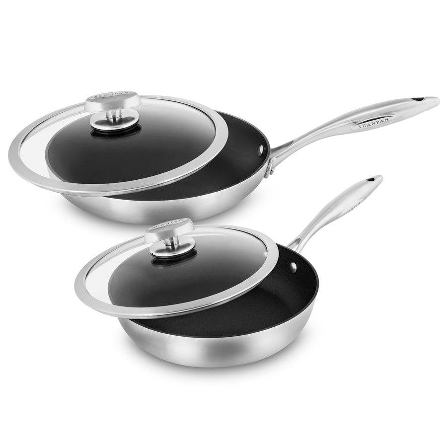 Scanpan CX+ 8 & 10.25" Stainless Steel Nonstick Fry Pan Set with Lids