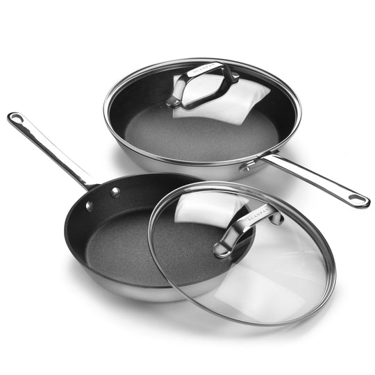 Scanpan Maitre D' Stratanium+ Nonstick Stainless Steel Fry Pan Set with Lids