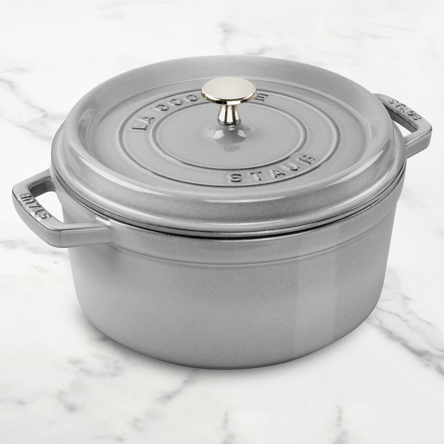 Staub Dutch Oven - 13.25-qt Round Cast Iron Cocotte - Graphite