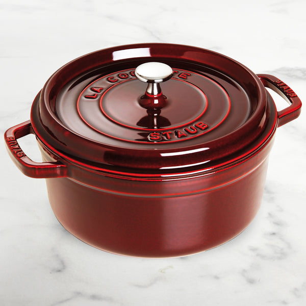 Staub Dutch Oven - 13.25-qt Round Cast Iron Cocotte - Grenadine