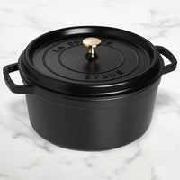 Staub Dutch Oven - 13.25-qt Round Cast Iron Cocotte - Matte Black