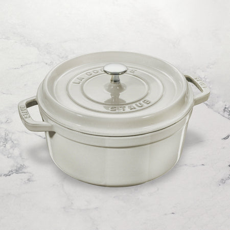 Staub Dutch Oven - 4-qt Cast Iron Cocotte - White Truffle