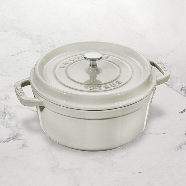 Staub Dutch Oven - 4-qt Cast Iron Cocotte - White Truffle