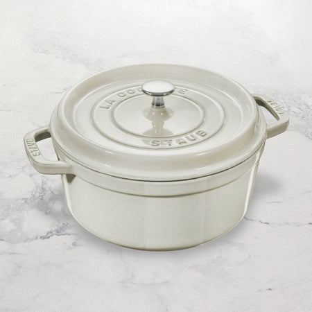 Staub Dutch Oven - 7-qt Cast Iron Cocotte - White Truffle