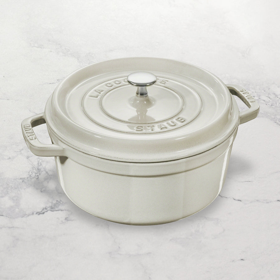 Staub Dutch Oven - 7-qt Cast Iron Cocotte - White Truffle