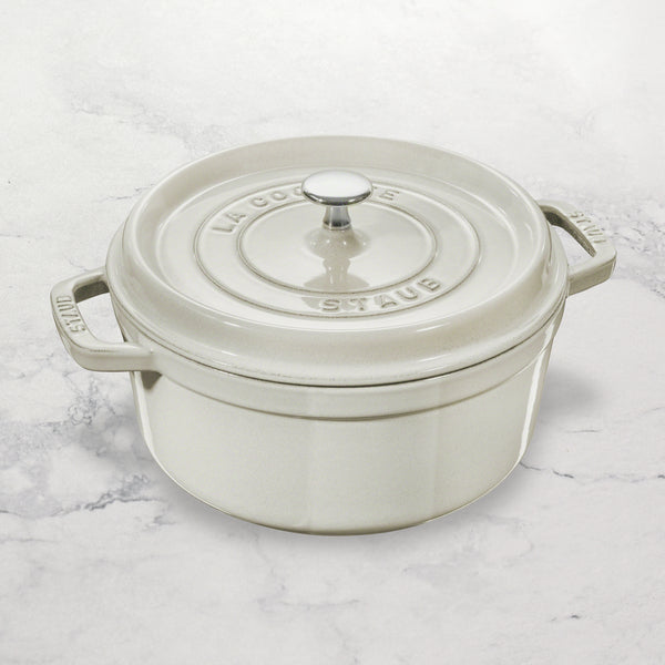 Staub Dutch Oven - 7-qt Cast Iron Cocotte - White Truffle