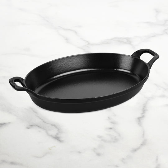 Staub Cast Iron 12.5" x 9" Matte Black Oval Au Gratin