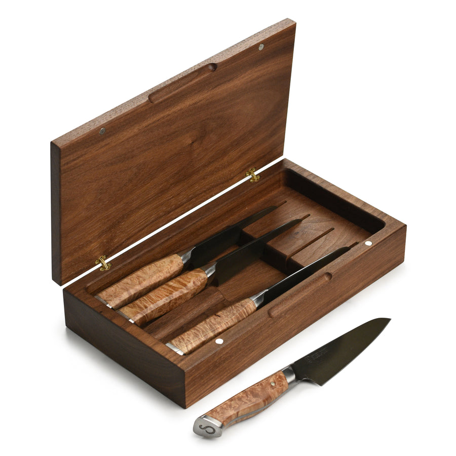 Steelport Carbon Steel 4 Piece Steak Knife Set with Case