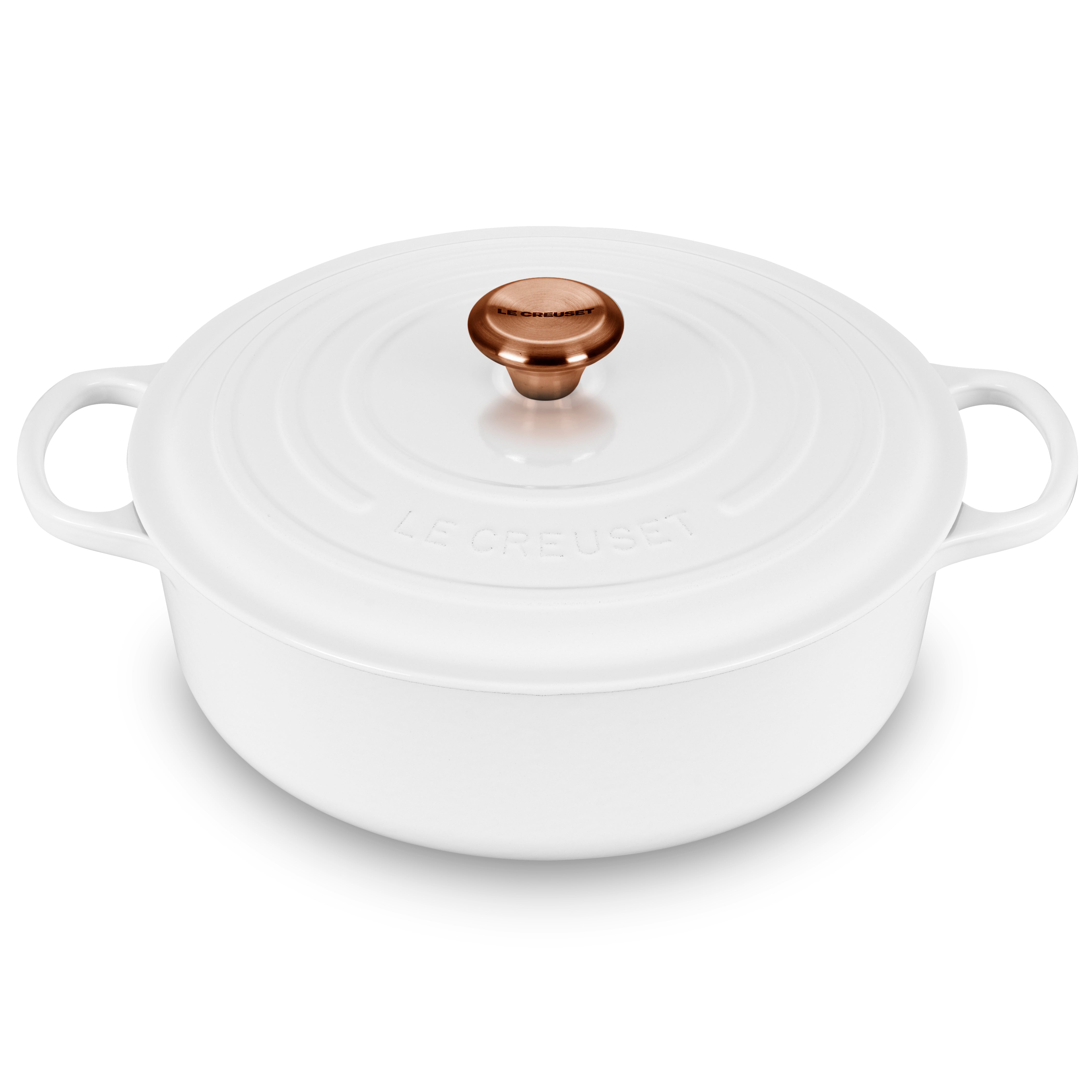 Le Creuset Cast Iron Dutch Oven - White with Copper, 6.75-qt Wide Round