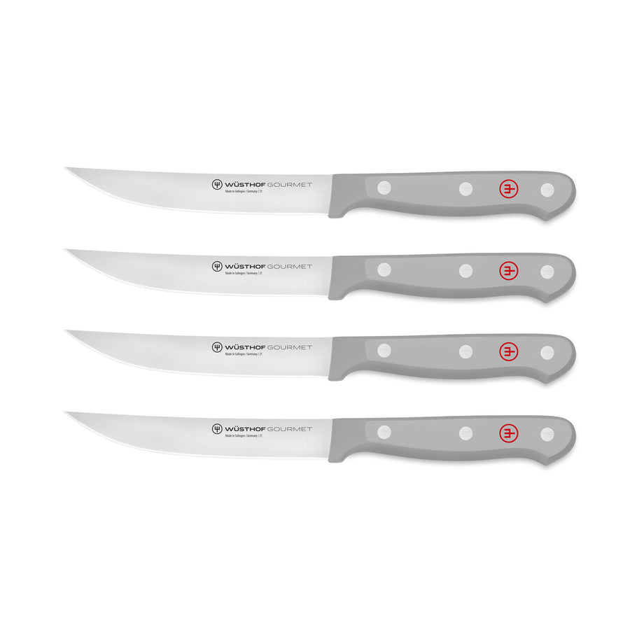 Wusthof Gourmet 4 Piece Steak Knife Set with Grey Handles