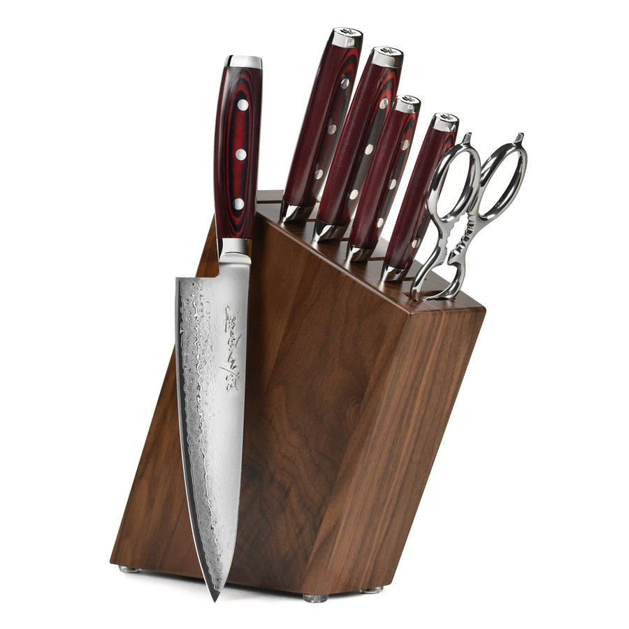 Yaxell Super Gou Knife Block Set - 7 Piece Walnut – Cutlery and More