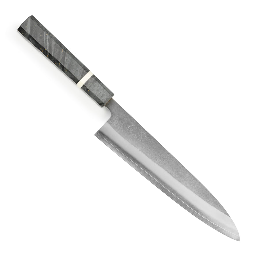 Yoshikane SKD Nashiji Stainless Clad 8.25" Gyuto, Stabilized Birch