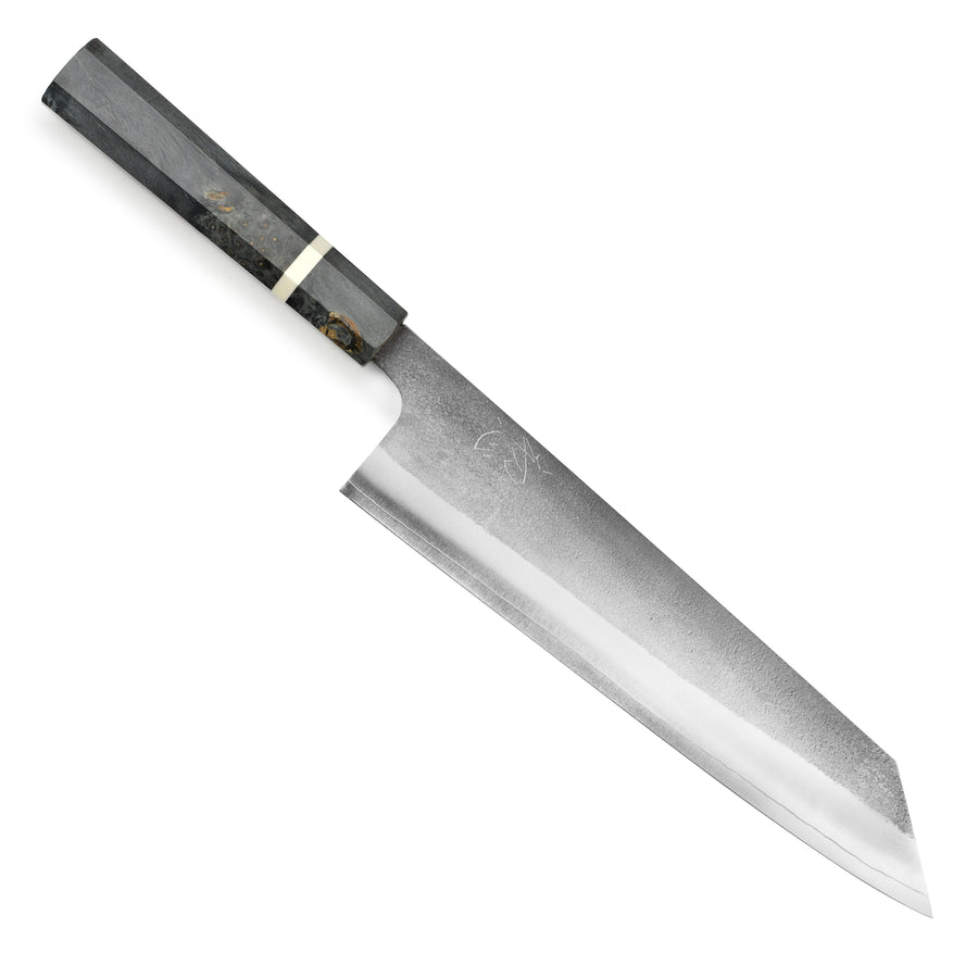 Yoshikane SKD Nashiji Stainless Clad 9.4" Kiritsuke, Stabilized Birch