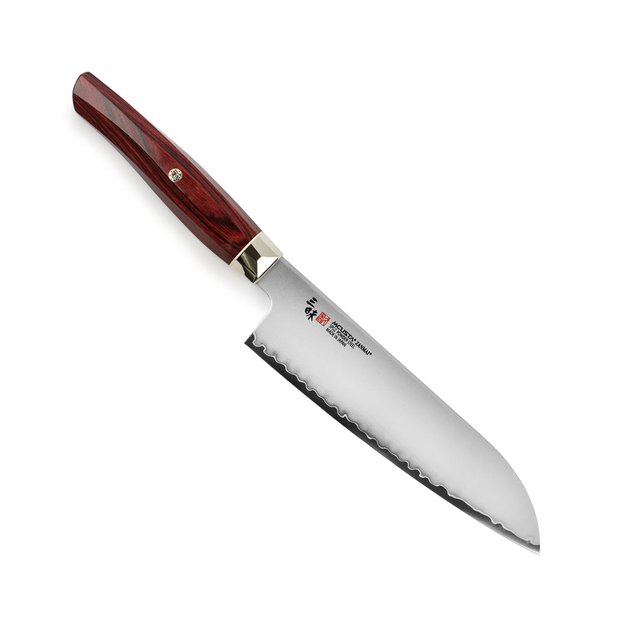 Zanmai Revolution SG2 7" Santoku Knife with Red Pakkawood Handle