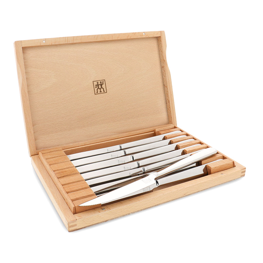 Zwilling 8 Piece Contemporary Stainless Steel Steak Knife Set with Case