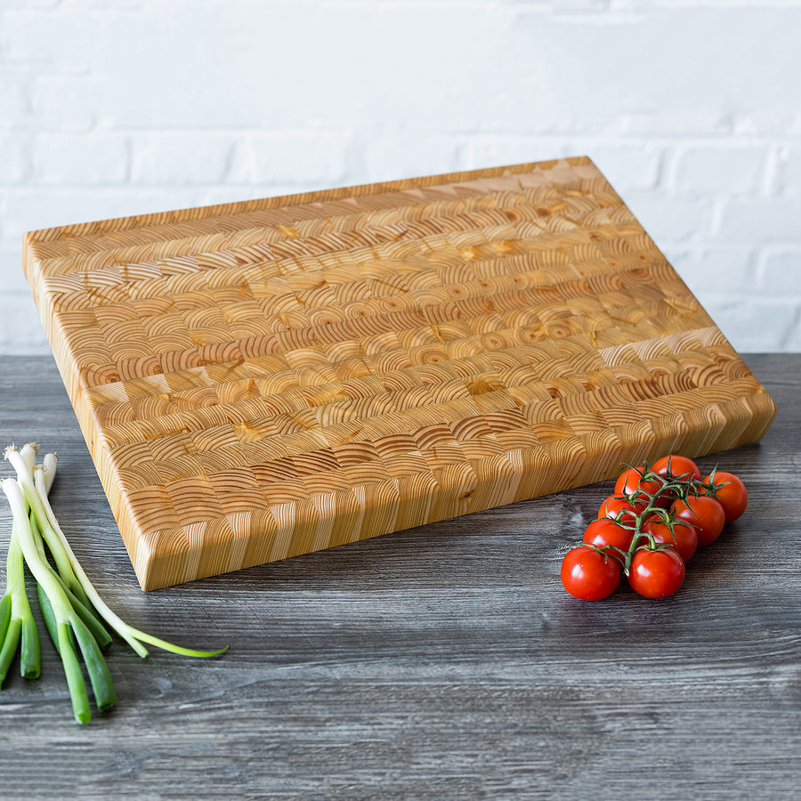 Larch Wood Large End Grain Cutting Board