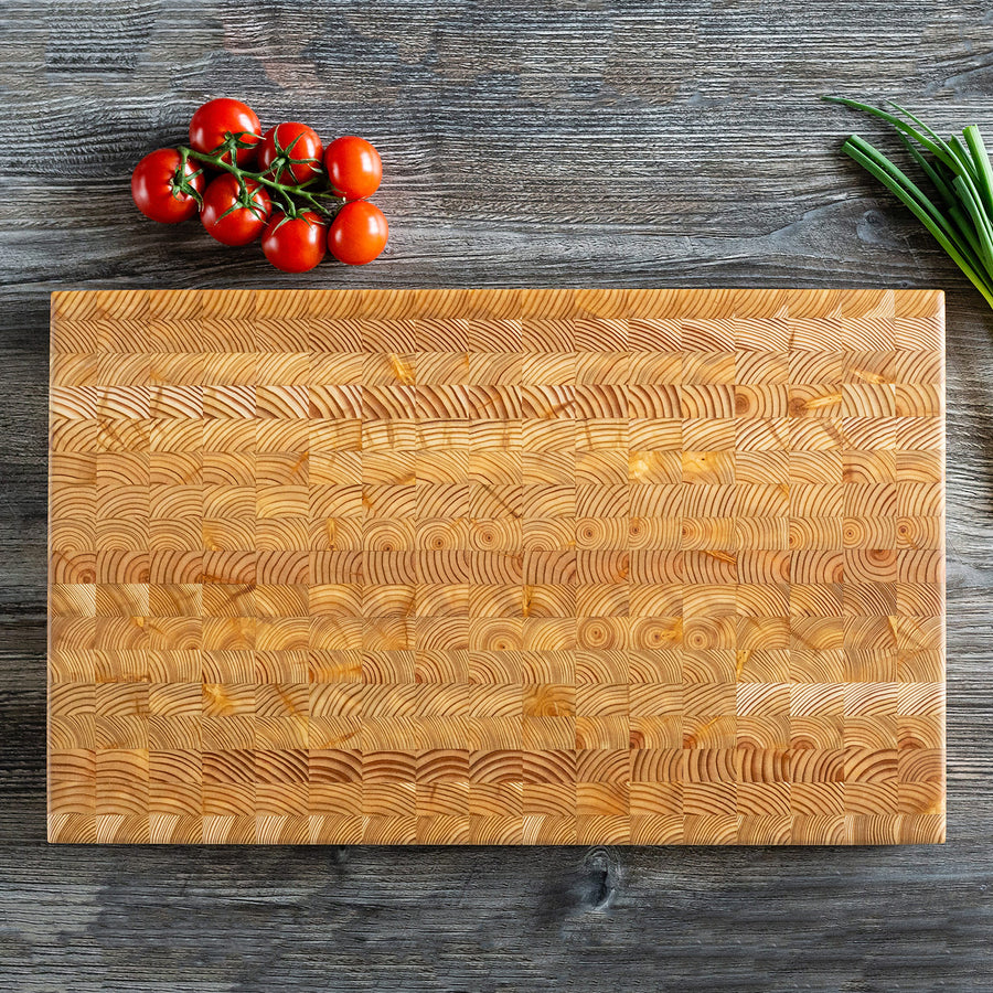 Larch Wood Large End Grain Cutting Board