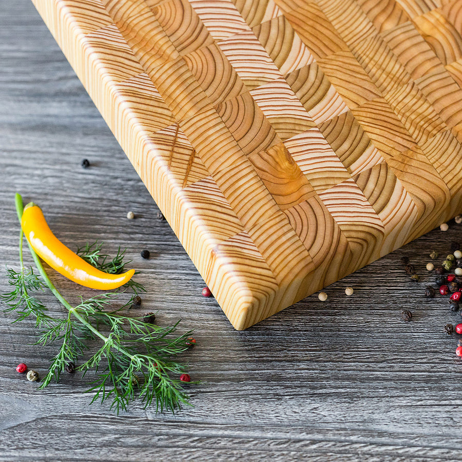 Larch Wood Large End Grain Cutting Board