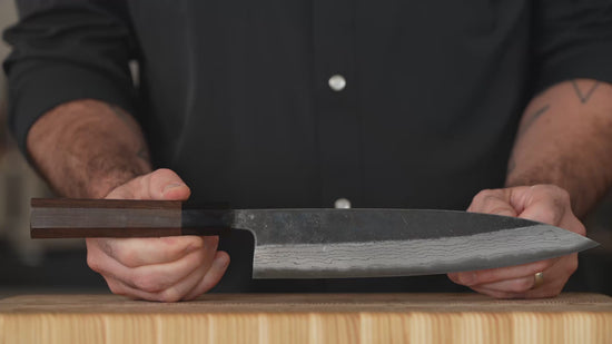 Hatsukokoro Kumokage Aogami Kurouchi Damascus 9.4" Gyuto