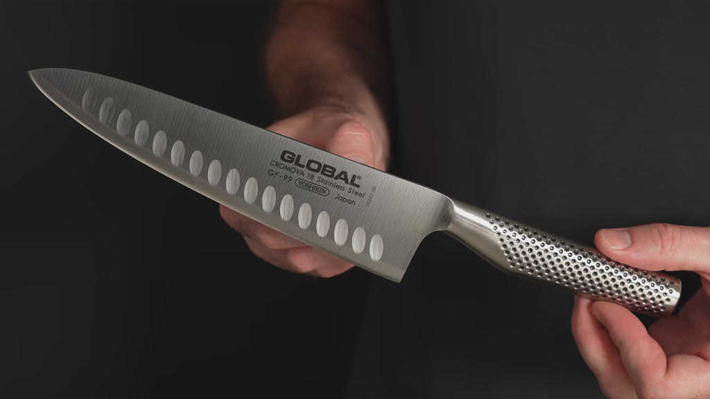 Global 8" Model X Chef's Knife with Hollow Edge