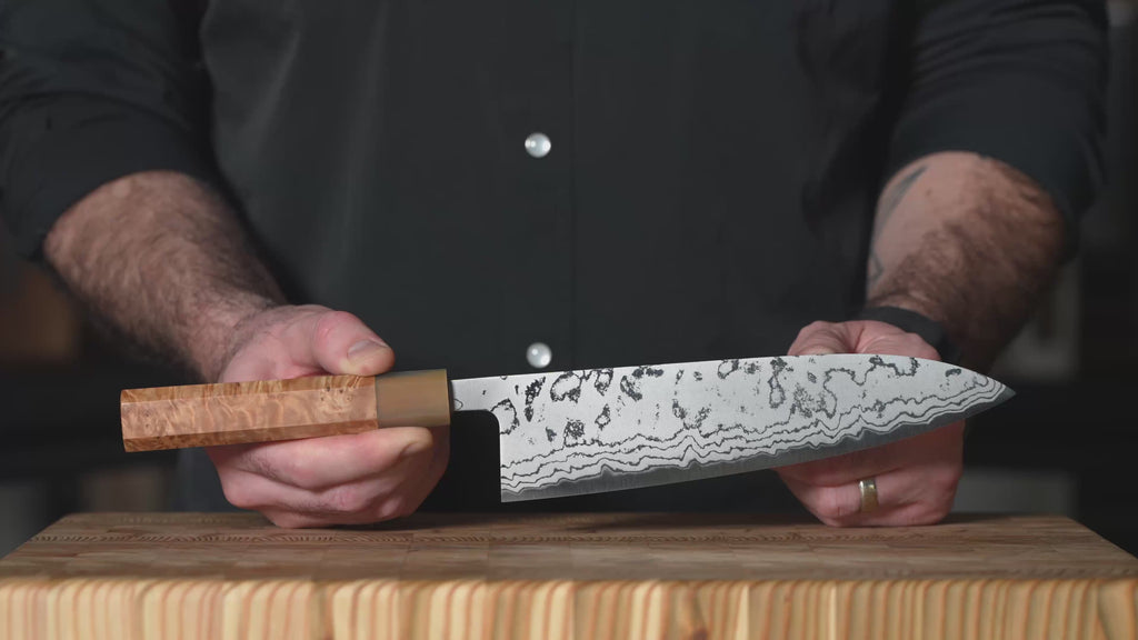 Shiro Kamo Shirogami #2 Damascus 8.25" Gyuto