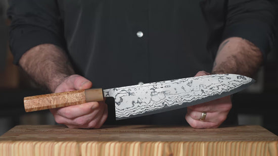Shiro Kamo Shirogami #2 Damascus 9.4" Gyuto