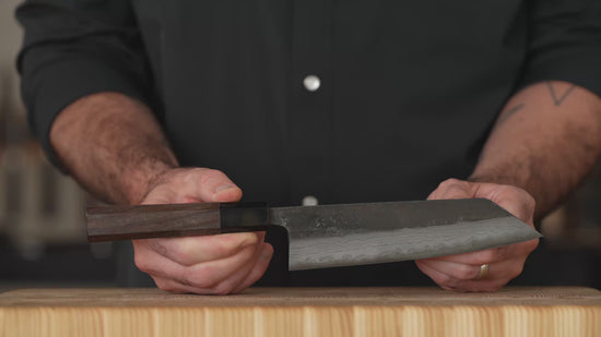 Hatsukokoro Kumokage Aogami #2 Kurouchi Damascus 7" Bunka