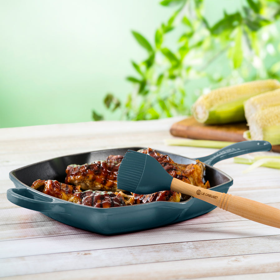 Le Creuset Signature Cast Iron 10.25" Deep Teal Square Grill Pan