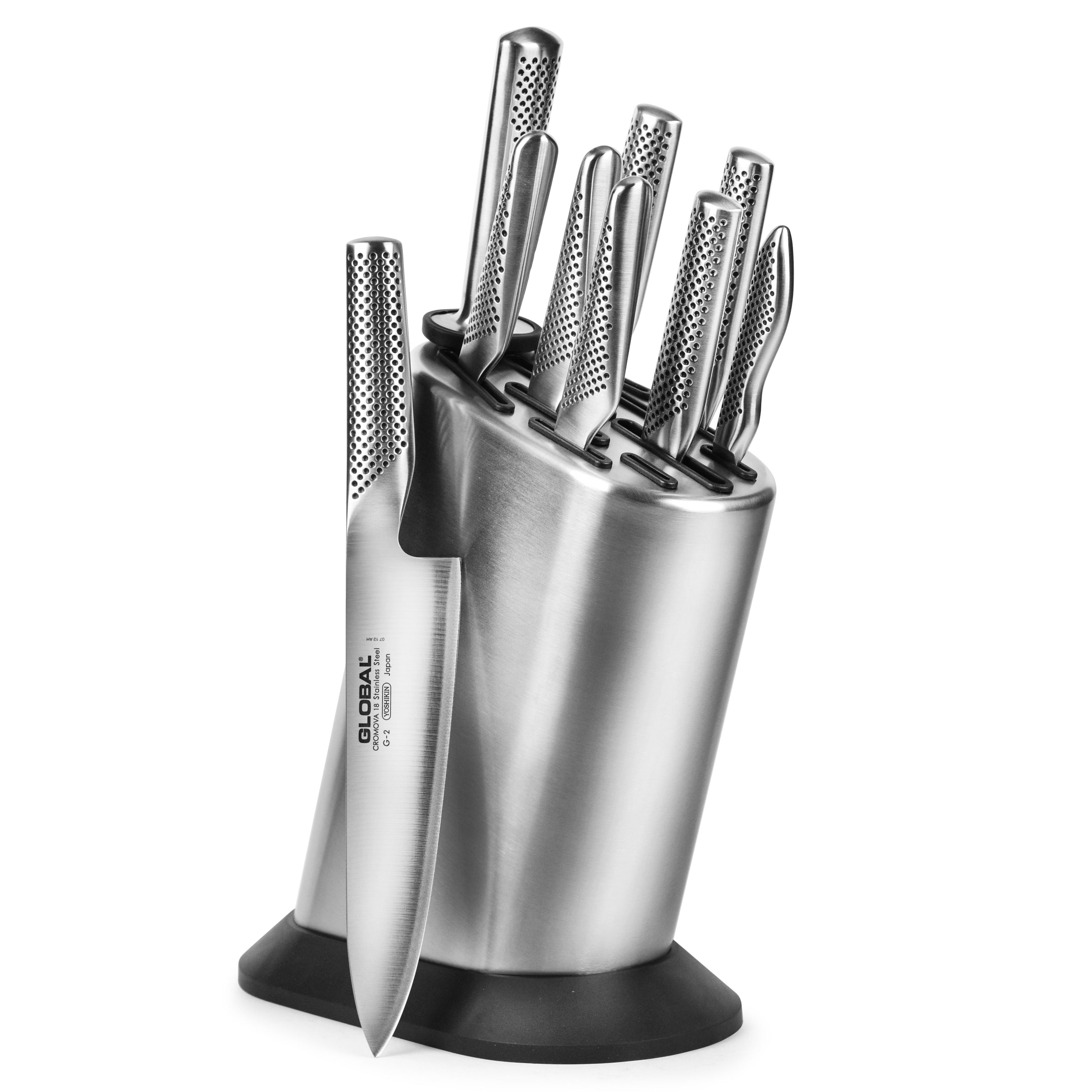 Global Stainless Steel Knife Block Set 10 Piece Cutlery and More