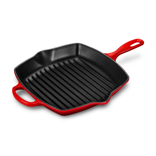 Le Creuset Signature Cast Iron 10.25" Cerise Square Grill Pan