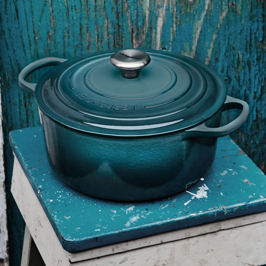 Vintage Le Creuset 18 B Blue 2qt Dutch Oven Cast Iron Enamel Pot with lid