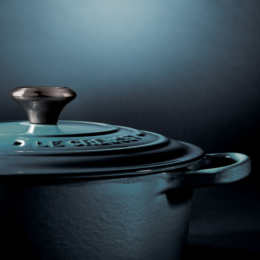 Vintage Le Creuset 18 B Blue 2qt Dutch Oven Cast Iron Enamel Pot with lid