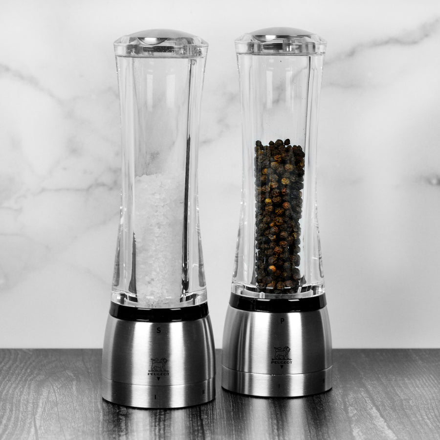 Salt and Pepper Mill Grinder Set  Acrylic with Stainless Steel