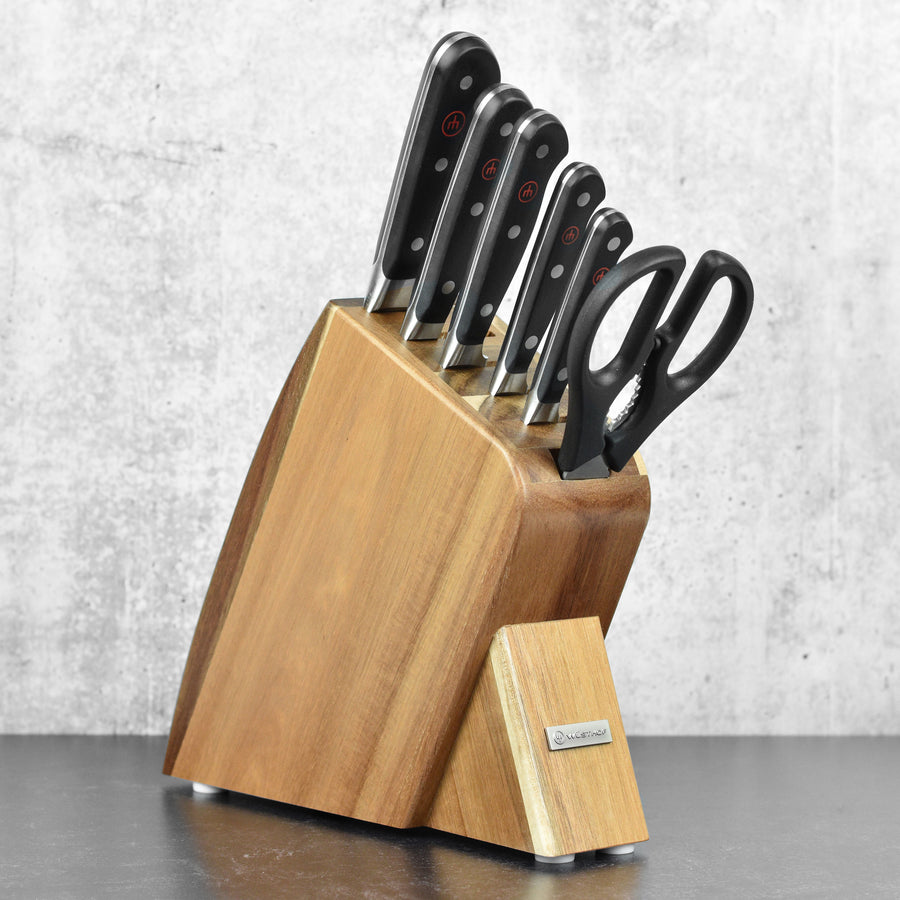 Knife Block Sets 7 Pieces Kitchen Knife Set with Block Wooden
